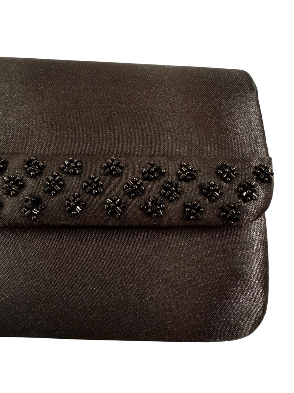 Sasha Satin Beaded Evening Bag Clutch or Shoulder Bag Convertible Black - Picture 3 of 10